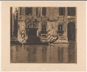 Gondol med konstruktion i Canal Grande i Venedig af Willem Witsen (signed by artist)