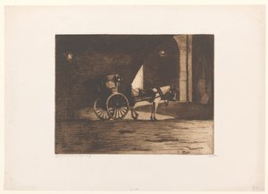 Vogn under Waterloo Bridge i London af Willem Witsen (signed by artist)