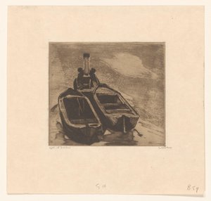 Slæbebåd med to pramme af Willem Witsen (signed by artist)