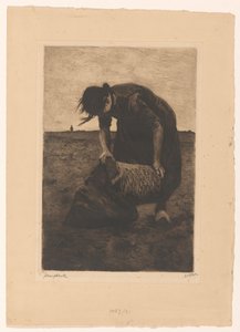 Fremadbøjet kartoffeloptager med kurv og pose af Willem Witsen (signed by artist)