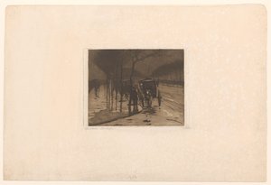 Ventende vogne på Victoria Embankment i London af Willem Witsen (signed by artist)