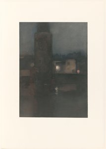 Montelbaanstoren i Amsterdam om natten af Willem Arnoldus Witsen