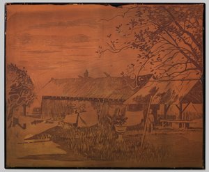 Gambar, langt udhus, tørring af vasketøj i forgrunden af Willem Arnoldus Witsen