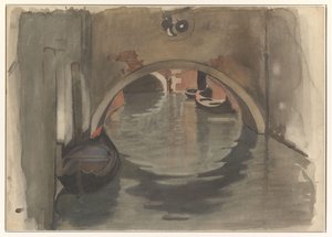 Udsigt under en buebro i Venedig af Willem Arnoldus Witsen