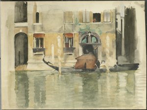 Gondol foran et venetiansk hus af Willem Arnoldus Witsen