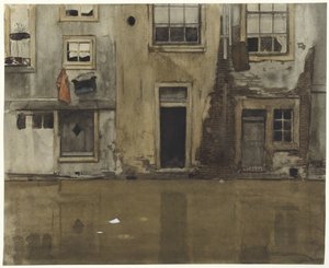 Huse ved en kanal af Willem Arnoldus Witsen