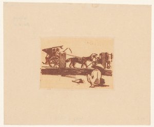 Hugsiddende figur og en sado i Buitenzorg af Willem Arnoldus Witsen