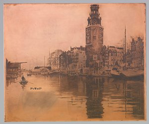 Gamle Schans med Montelbaanstoren og robåd af Willem Arnoldus Witsen