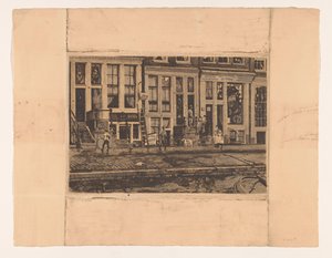 Oude Waal mit der Waschanlage der Schwestern Veltkamp af Willem Witsen