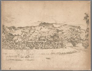 Udsigt over vulkanen De Kloet, Gambar af Willem Arnoldus Witsen