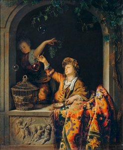 Sæbebobler ... af Willem van (after) Mieris