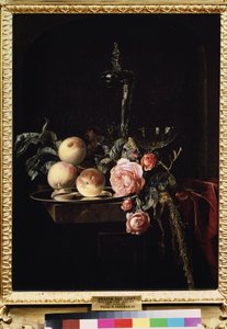 ""Stilleben af ​​roser og ferskner"" (Roser og ferskner) Maleri af Willem van Aelst (1625-cirka 1683) 1659 Pushkin Museum, Moskva af Willem van Aelst