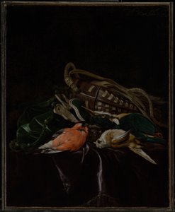Stilleben med døde fugle og vildtpose af Willem van Aelst