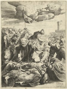 Sankt Ursula belejret af hunnerne af Willem van Haecht (II)