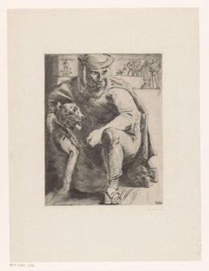 jæger med hund af Willem van Konijnenburg (signed by artist)