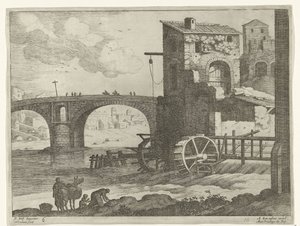 Bro og vandmølle Italienske landskaber (serietitel) af Willem van Nieulandt (II)