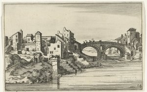 Bro over floden Romerske ruiner og kystlandskaber (serie 1) (serietitel) af Willem van Nieulandt (II)