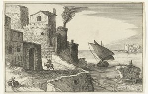 Kystlandsby Romerske ruiner og kystlandskaber (serie 1) (serietitel) af Willem van Nieulandt (II)