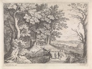 Landskab med Abraham og Isak Italienske landskaber (serietitel) af Willem van Nieulandt (II)