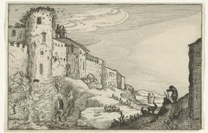 Landskab med romerske ruiner Romerske ruiner og kystlandskaber (serie 1) (serietitel) af Willem van Nieulandt (II)