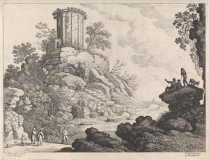 Landskab med ruinerne af et tempel