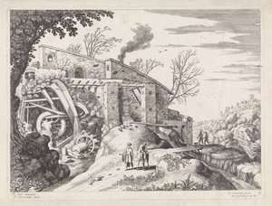 Landskab med en vandmølle og den barmhjertige samaritaner Italienske landskaber (serietitel)