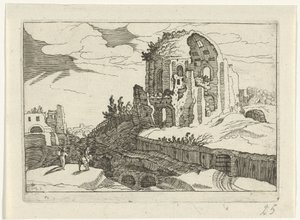 Nymphaeum i Rom Romeinse ruïnes (serie 2) (serietitel) af Willem van Nieulandt (II)