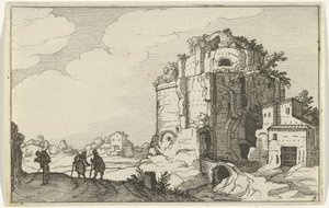 romersk ruin Romerske ruiner og kystlandskaber (serie 1) (serietitel) af Willem van Nieulandt (II)