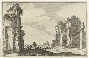Ruin af Caracalla-badene Romerske ruiner og kystlandskaber (serie 1) (serietitel) af Willem van Nieulandt (II)