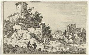 Ruin af et tårn Romerske ruiner og kystlandskaber (serie 1) (serietitel) af Willem van Nieulandt (II)