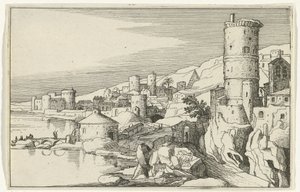 By med tårne ​​på vandet Romerske ruiner og kystlandskaber (serie 1) (serietitel) af Willem van Nieulandt (II)