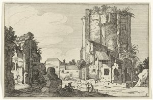 To ruiner Romerske ruiner og kystlandskaber (serie 1) (serietitel) af Willem van Nieulandt (II)