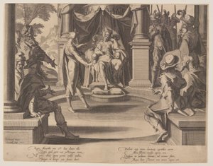 Alexander den Store som dommer, planche 10 fra Retfærdighedens Troner (Thronus Iustitiae) af Willem van Swanenburgh