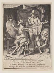 Djævelen maler menneskets hjerte, fra Allegori om misbrug af verdslig ejendom af Willem van Swanenburgh