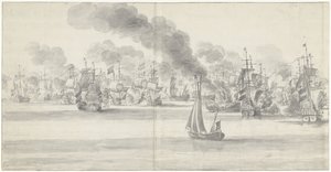 Slaget ved Katwijk (venstre side), 1653 af Willem van de Velde (I)