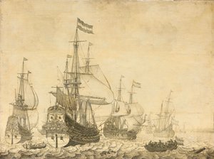 Havlandskab med de hollandske krigsmænd, herunder Drenthe og prins Frederick-Henry af Willem van de Velde (I)