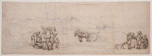 Klitscene med Bondefigurer af Willem van de Velde