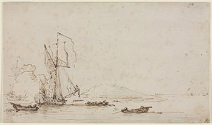 Yacht modtager hilsen af Willem van de Velde