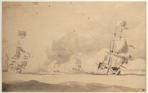 Et hollandsk skib på jagt efter et engelsk skib