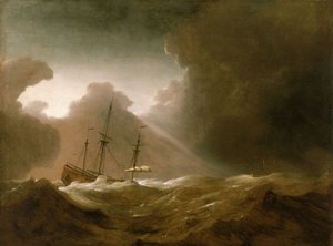 Et hollandsk skib i stormvejr, ca. 1690 (olie på lærred)