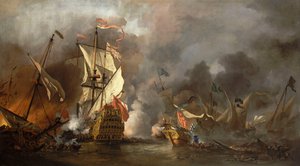 Et engelsk skib i kamp med barbariske pirater