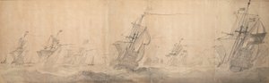 Hollandsk flåde slår op ad kysten ud for de nordfrisiske øer 9 [OS] / 19. oktober 1658 af Willem van de the Elder Velde