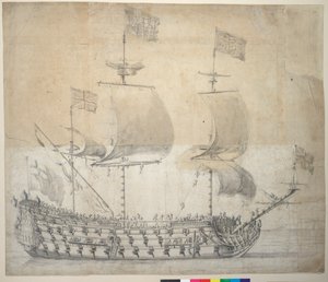 HMS Britannia (tegning) af Willem van de the Elder Velde