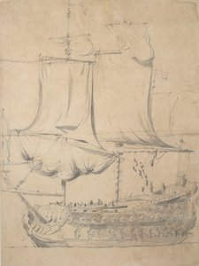 Portræt af en engelsk tredjestatsmand, ca. 1685 (grafit, grey wash) af Willem van de the Elder Velde