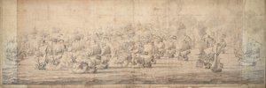 Slaget ved Lowestoft, 3.-13. juni 1665, ca. 1674 (grafit, blæk) af Willem van de the Elder Velde