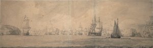 De hollandske indianere sejler mod Bok op Raa (Bjaelkero), 25. august-4. september 1665 af Willem van de the Elder Velde