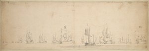 Den hollandske flåde før slaget ved Lowestoft, maj-juni 1665 af Willem van de the Elder Velde
