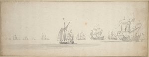 Den hollandske flåde på vej til den skotske kyst af Willem van de the Elder Velde