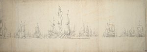 Dagen før slaget ved Lowestoft, 2.-12. juni 1665 af Willem van de the Elder Velde