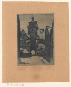 Udsigt over Weisserturm i Rothenburg ob der Tauber Rothenburg o. T. Weisserturm (titel på objekt) af Willi Foerster (signed by artist)